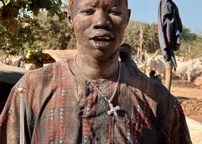 Dinka community members and cattle during a cultural tour in South Sudan